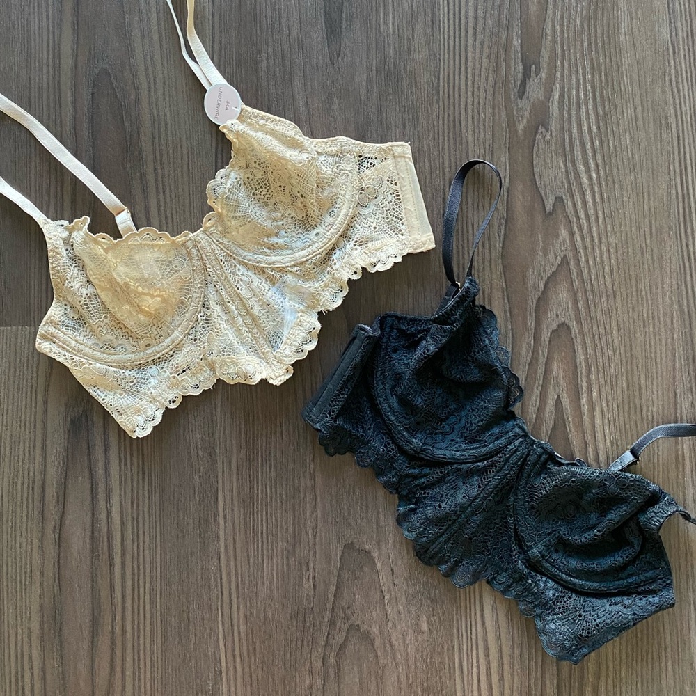 TWO Pack Floral Mesh Bralette | 34A